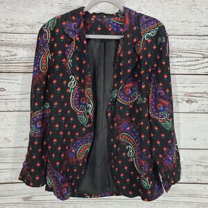Vintage Sweet Apple Women's Paisley Open Front Blazer Jacket Size 11/12